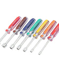 Seven Piece SAE Nut Driver Set With Chrome Vanadium Steel Blades And Acetate Color Coded Handles Ideal For Automotive DIY And Mechanical Projects