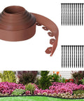 Durable Flexible 4 Inch Landscape Edging Coil Kit With 30 Spikes For Lawn Borders And Flower Beds 33 Feet Brown Plastic Edging