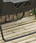 Dual Chamber 43 Gallon Rotating Compost Tumbler With 360 Degree Tumbling, Deep Fins And Aeration Vents, outdoor use on wooden deck