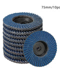 10 Pc Premium 3 Inch Flat Flap Sanding Discs With 8 Hole Design For Super Efficient Dust Evac And Smooth Grinding On Wood Metal Surfaces stacked and detailed