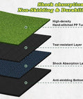Layered view of 6x4 Ft Extra Large Golf Hitting Mat With Triple Turf Design, featuring shock absorption and non-slip base.