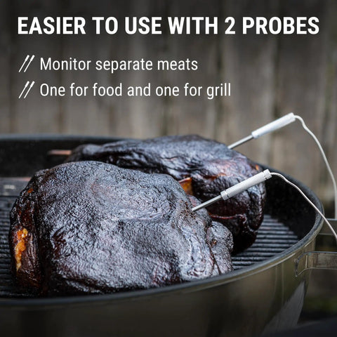 650 Ft Wireless Bluetooth Meat Thermometer With Dual Probes For Grilling And Smoking used on BBQ meat