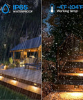 Set Of 6 120V LED Step Lights Dimmable 5 To 100 Percent 170 Lumen Warm White 3000K Stair Lights For Indoor And Outdoor Use, shown in rain and snow.