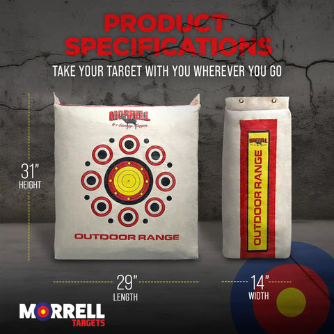 Front and side view of Two Sided Archery Target Bag With 50 Bullseyes For Practice And Range, Foam Core Target Block