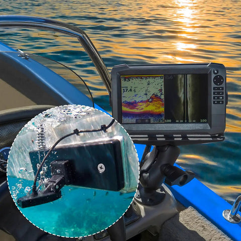 Dope Transducer Mounting Plate With Screws For Boats UV Resistant Marine Grade Transom Pad For Fish Finder And Sonar White HDPE Board 12 Inch By 3.5 Inch By 0.75 Inch Heavy Duty Boat Hardware Kit With Easy Install mounted on boat transom