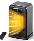 Black 2 In 1 Indoor Space Heater With Remote, 1500W Desk Heater For Office with LED display and 70 Degree Oscillation