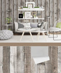 Wood Peel And Stick Wallpaper With Faux Distressed Plank Look Self Adhesive Vinyl Film For Wall Decor And Shelf Cover