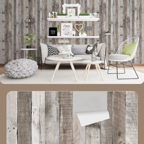 Wood Peel And Stick Wallpaper With Faux Distressed Plank Look Self Adhesive Vinyl Film For Wall Decor And Shelf Cover