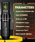 Wireless Rotary Tattoo Gun Kit with Cordless Pen, 1800mAh Battery, OLED Screen, parameters displayed, all-in-one pack