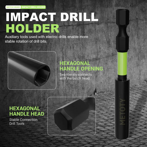 Impact Screwdriver Bit Set With Magnetic Bits 52 Piece Kit Includes Magnetizer Extension Rod And Wrench, impact drill holder shown