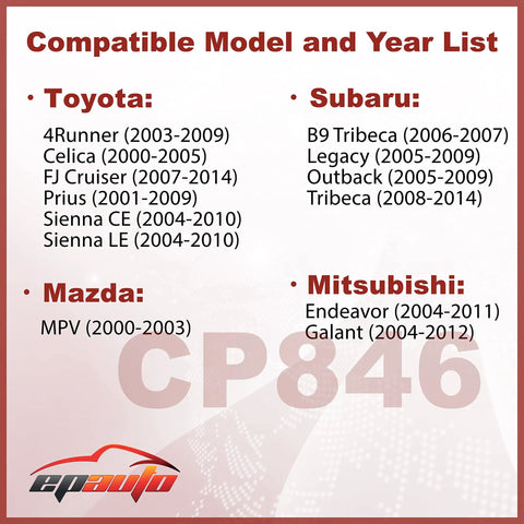 Compatible model list for Premium Cabin Air Filter With Activated Carbon Replacement For Subaru Toyota and Mitsubishi vehicles