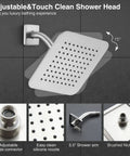 High Pressure 8 Inch Rain Shower Head Tub Spout Shower Faucet Set With Single Handle Valve Included Brushed Nickel Finish