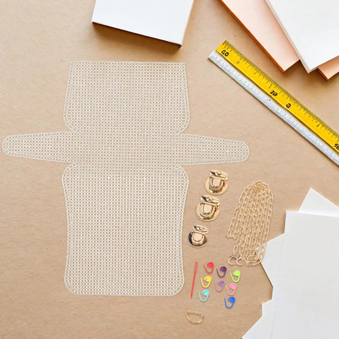 Three Pack Plastic Mesh Sheets Purse Making Kit for DIY Totes and Bags, Ideal for Craft Lovers, Embroidery, and Embellished Accessories, Build Custom Purses, Crochet Bags, Tote Bags, and Stylish Mesh Art Projects. Assorted plastic mesh sheets with purse hardware