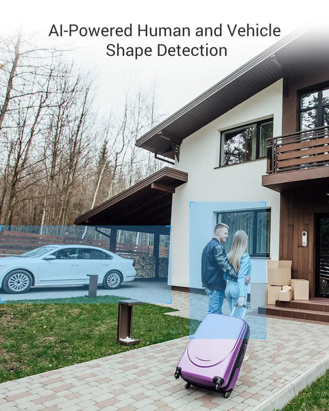 5G WiFi 5MP Video Doorbell Cam With 176 Degree Ultra Wide Field Of View, Human And Vehicle Shape Detection demo outside house