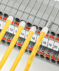 1000 Pieces Red Insulated Wire Ferrule Connectors For AWG 18 1.0mm2 Copper Barrel Pins installed on terminal block
