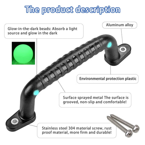 Four Pack Solid Safety Playground Handles Featuring Glow Grip Tech Heavy Duty Anti Slip Handholds For Kid Approved Bunk Beds Playsets Climbing Ladders Total Game Changer with glow-in-the-dark bead detail.
