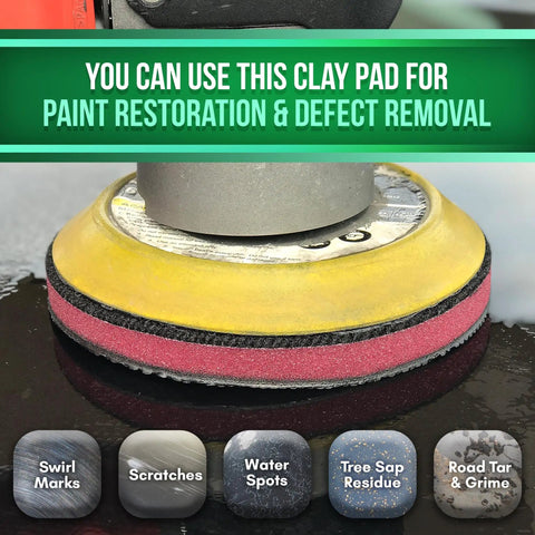Reusable Medium Grade Nano Clay Pad For Auto Detailing 6 Inch Orbital Synthetic Clay Bar Pad for paint restoration and defect removal