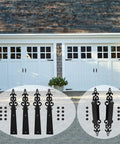 Garage doors with Six Piece Garage Door Handle Hinges And Decorative Hardware Kit For Barn Doors displayed