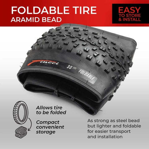 Pair Of 26 X 4.0 Fat Mountain Bike Tires Foldable 100559 Anti Puncture 3mm Nylon Antipuncture With Kevlar Bead For All Terrain Grippy Traction On Sand Snow Dirt Standard 26 Inch Fat Rims, folded tire with aramid bead