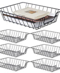 Six Pack Metal Letter Tray Set Stackable Wire Paper Organizer For Desk File Holder Basket Letter Storage For Office Home Classroom School 14 X 10 X 3 Inches Black