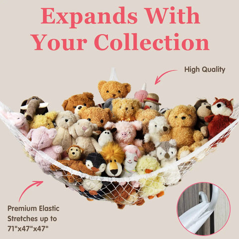 Corner Hanging Stuffed Animal Storage Hammock Net For Plush Toys Large Capacity Toy Organizer with plush animals inside