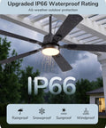 52 Inch Outdoor Ceiling Fan With Light Built For The Outdoors For Covered Patios And Gazebos IP66 Waterproof 5200 CFM 3CCT