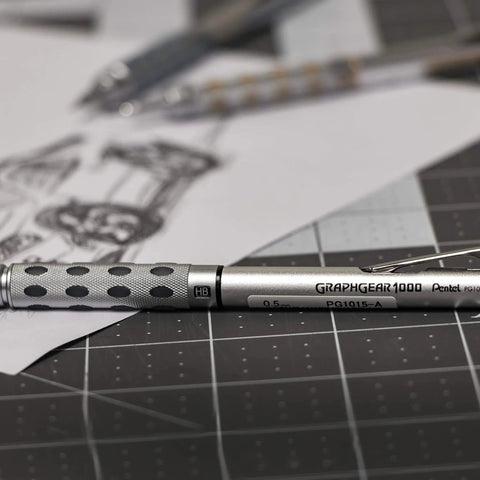 GraphGear 1000 Mechanical Pencil 0.5mm with Lead Hardness Indicator and Dual Action Retractor Black Barrel