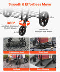 Folding Shopping Cart With Heavy Duty Metal Frame, 110 Lb Load Capacity, Anti Scratch And Rust Resistant Wheels on various terrains