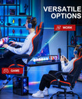 Ergonomic High Back Gaming Chair With Height Adjustable Recline 300 Lbs Capacity Linkage Armrests Lumbar Support Built
