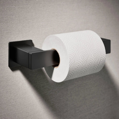 Honesty Pivoting Toilet Paper Holder With Quick Change Action And Clean Square Lines For A Sleek Modern Bath Coordinates With Faucets