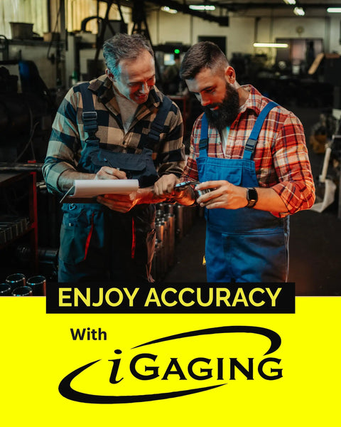 Two men in workshop using Absolute Origin 0 To 4 Inch Digital Caliper For Quick No Brainer Precision In Inch And Metric Readings