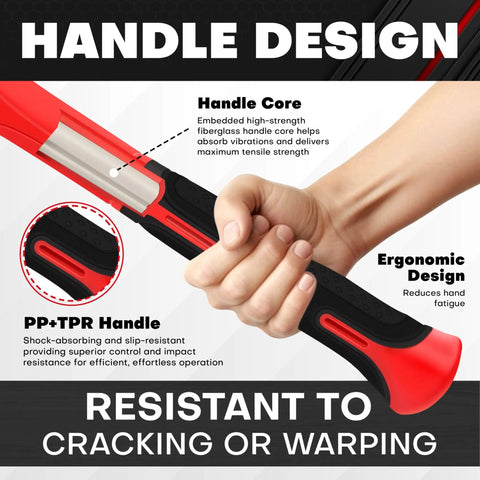 Close-up of fiberglass handle design on Three Piece Ball Peen Hammer Set With Fiberglass Handles 16oz 32oz 48oz Heavy Duty Pro Grade