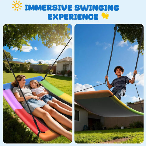700 Pound Capacity Giant 60 Inch Skycurve Platform Tree Swing For Kids And Adults With Two Hanging Straps Rainbow Patented Design