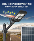 Solar Street Light 300W Outdoor Flood Light With 30000LM LED, Dusk to Dawn Solar Powered on pole with solar panel