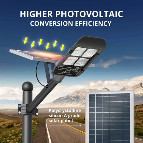 Solar Street Light 300W Outdoor Flood Light With 30000LM LED, Dusk to Dawn Solar Powered on pole with solar panel