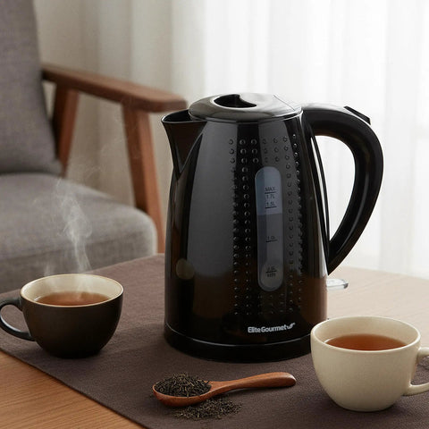 1.7L Electric Kettle With No Fuss Fast Boil BPA Free Auto Shutoff Boil Dry Protection 360 Degree Swivel Cordless Black Finish