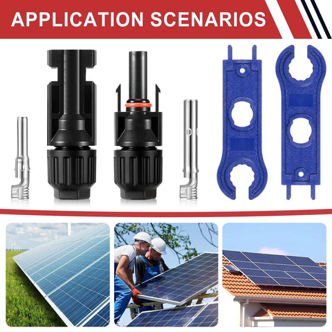 32 Piece MC4 Solar Panel Connectors Set With 16 Male And Female Pairs Plus 2 Wrenches IP67 Waterproof 1000 Volts 30 Amps in use scenarios