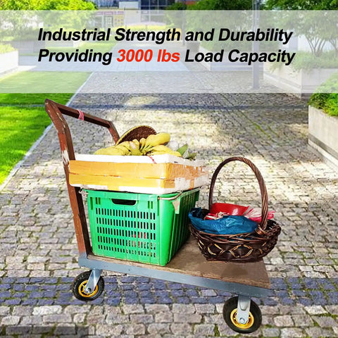 Cart with heavy duty 8 inch swivel casters set of 4 with two brakes beefed up industrial rubber wheels, outdoor use