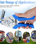 Person holding Type M Hog Ring Pliers Kit With 4200 Hog Rings For Wire Cage Building And Fence Net Panels Rust Resistant Manganese Steel Pliers