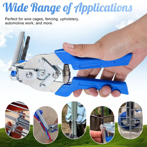 Person holding Type M Hog Ring Pliers Kit With 4200 Hog Rings For Wire Cage Building And Fence Net Panels Rust Resistant Manganese Steel Pliers