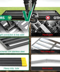 Comparison of Heavy Duty Lawn Leveling Rake With A 30 Inch By 10 Inch Wide Blade And A 6 Ft Adjustable Handle highlighting material differences.