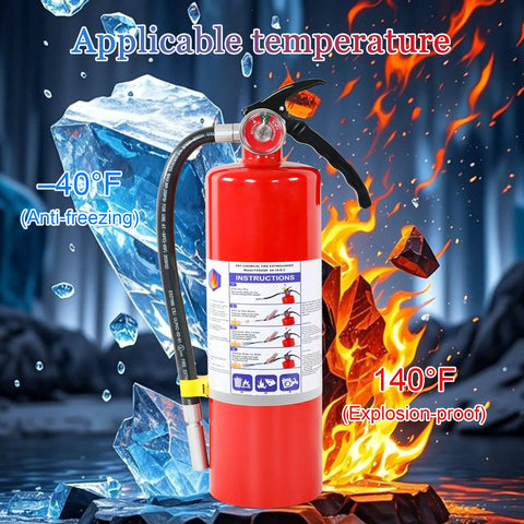 Heavy Duty 5 Lb Abc Dry Chemical Fire Extinguisher With Wall Mount 2A 10B C Rated against extreme temperatures with instructions.
