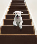 Non Slip Stair Treads Carpet Indoor 14 Pack For Wooden Steps Anti Moving Stair Rugs Safe For Dogs Elders And Kids 8 x 30 Inches Grey White