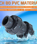 One Inch PVC True Union Check Valve With Slip Swing Full Port Design floating in water, showcasing durability and design for plumbing.