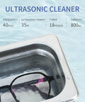 800Ml Ultrasonic Cleaner With Timer 40KHz Digital Jewelry Cleaner Sonic Cleaning Machine For Jewelry Watches Rings Coins And Diamonds 35W SUS304 Parts Cleaner That Delivers Beast Cleaning Power stainless steel tank with glasses in water.