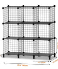 Wire Cube Storage Organizer With 9 Cube Bookcase Open Grid Shelves, Multi Use DIY Closet Organizer 12x12x12 Inches