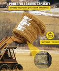 Loader carrying a large hay bale using Beefed Up 39 Inch Hay Bale Spear With 3600 Pound Capacity Quick Attach Square Bale Spear For Buckets