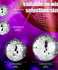 Must Have 50 Piece Silver Mirror Disco Ball Decor Set With Hanging Rings In Mixed Sizes for Weddings, Parties, Clubs