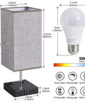 Two Pack Modern Table Lamps With 3 Way Dimmable Touch Control, Dual USB Ports And AC Outlets, Grey Fabric Shade with bulb included