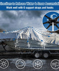 Extra Tall Boat Cover Support Pole with Heavy Duty Metal Tripod Base and Hexagon Top, preventing water accumulation on boat cover.